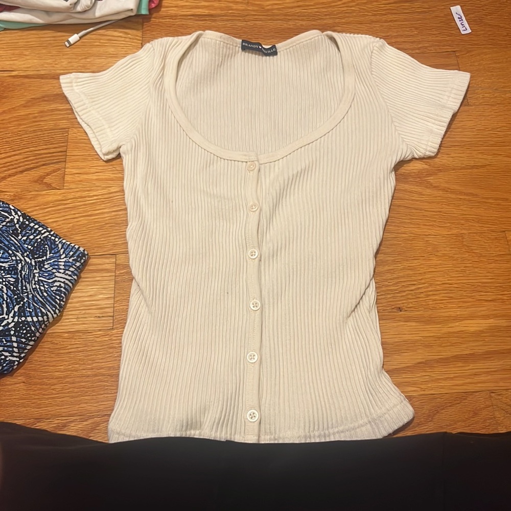 Brandy Melville never worn short sleeve ribbed scoop neck t shirt